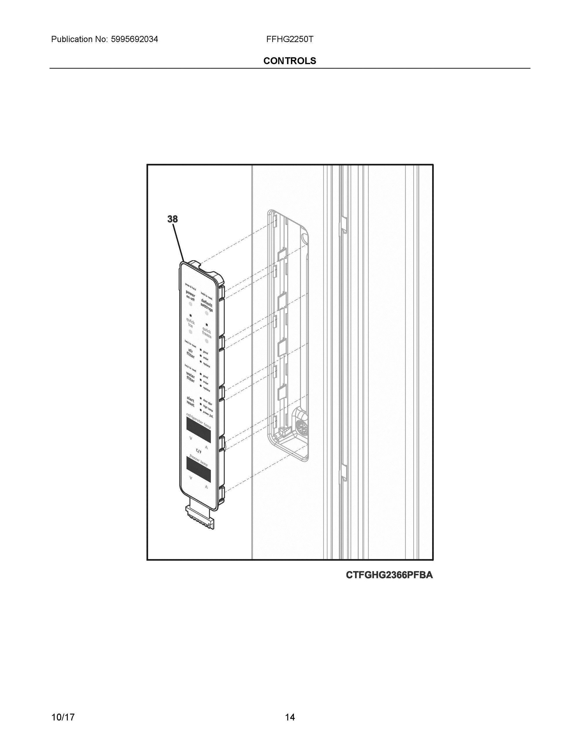 07 - CONTROLS Diagram and Parts List for FFHG2250TD1  Frigidaire Refrigerator