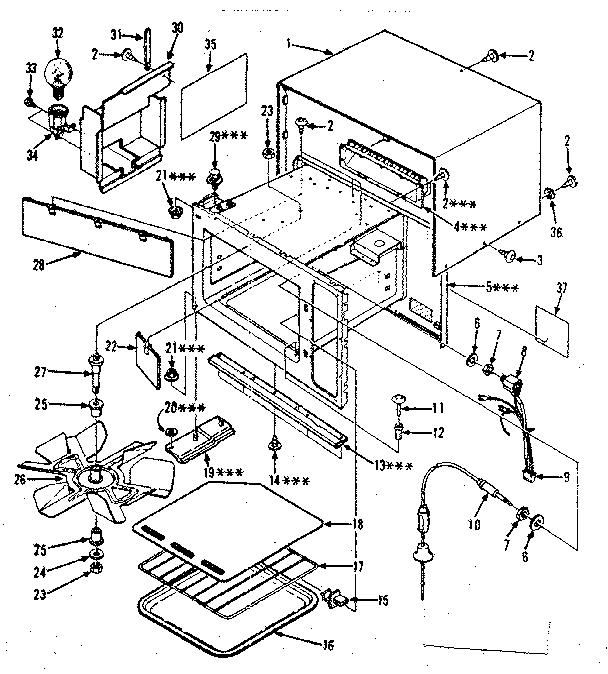 Cabinet Parts Diagram and Parts List for 5648988310  Kenmore Microwave