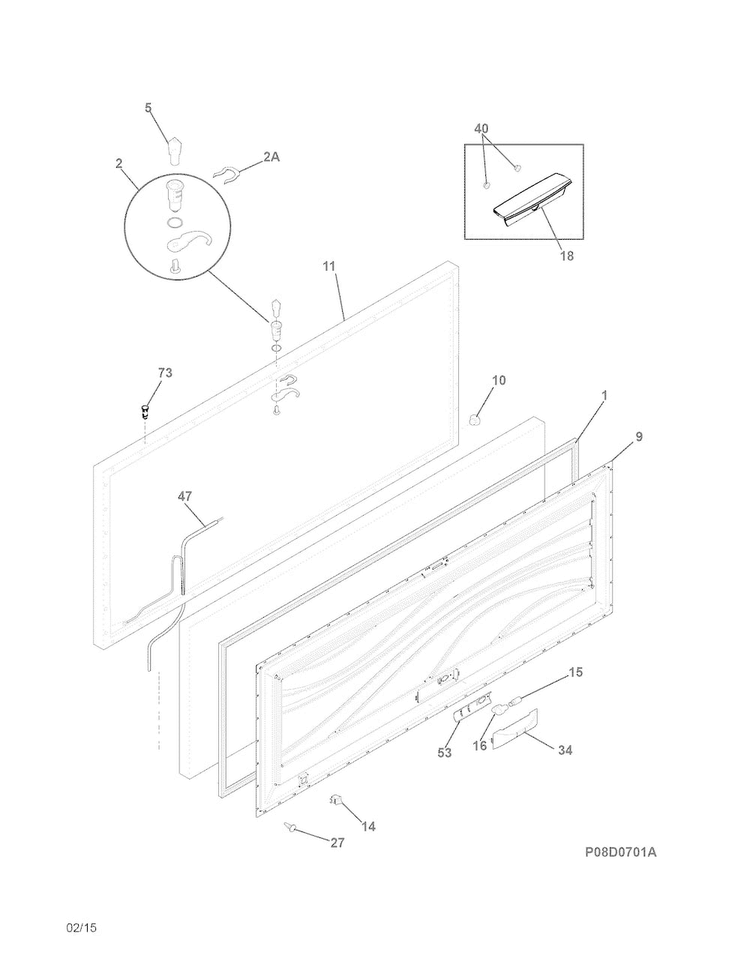Door Diagram and Parts List for FFFC22M6QWA  Frigidaire Freezer
