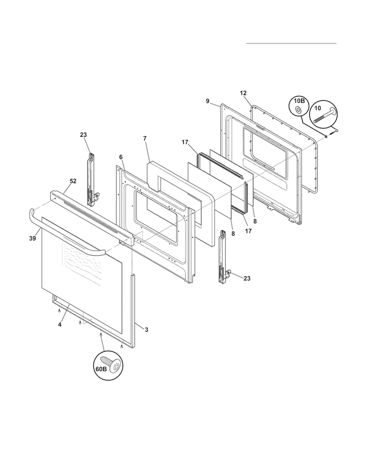 Door Diagram and Parts List for TEF351EWM  Tappan Range