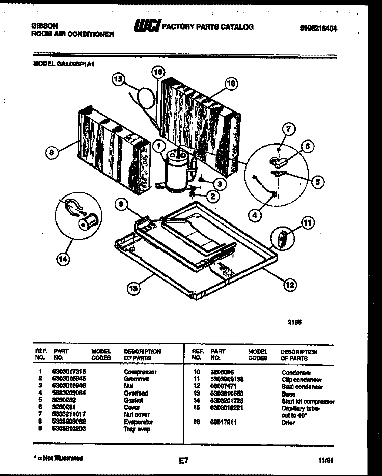 SYSTEM PARTS Diagram and Parts List for GAL095P1A1  Gibson Air Conditioner