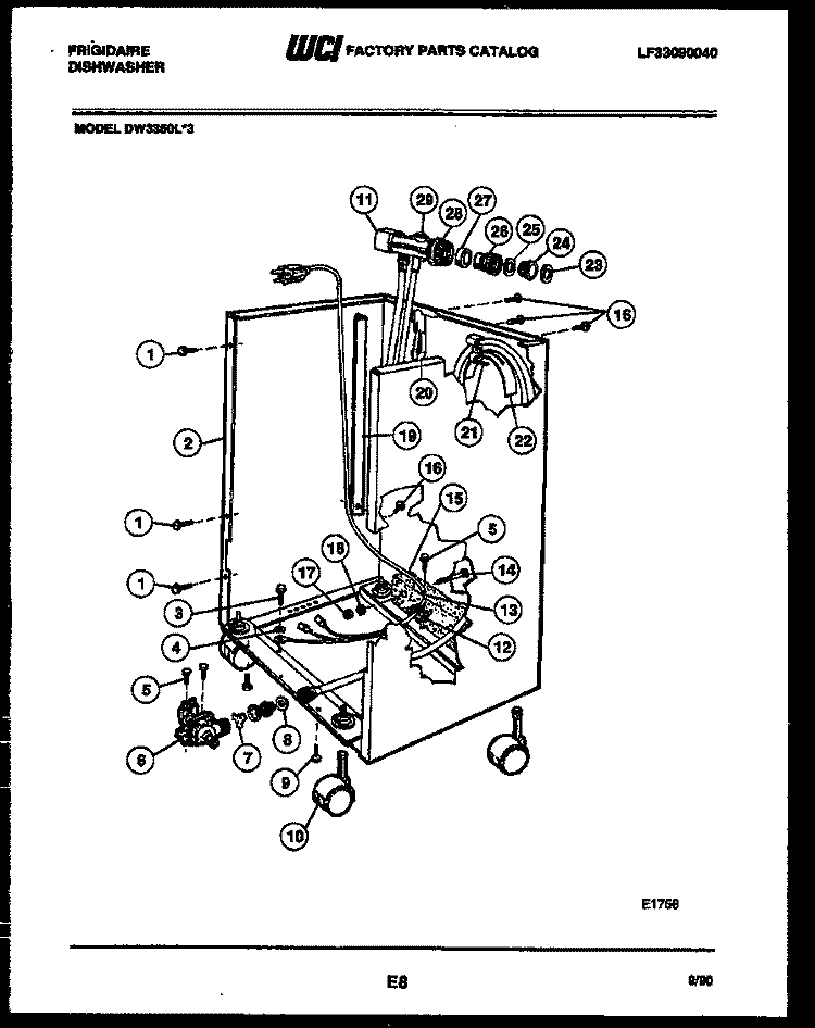 CABINET PARTS Diagram and Parts List for DW3350LW3  Frigidaire Dishwasher