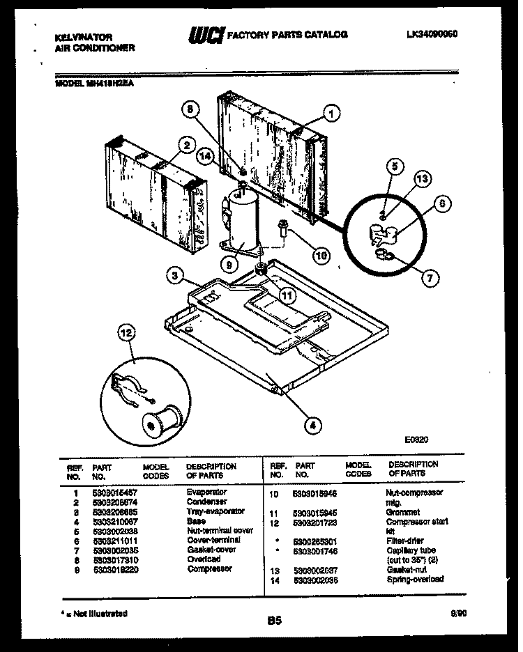 SYSTEM PARTS Diagram and Parts List for MH418H2EA  Kelvinator Air Conditioner