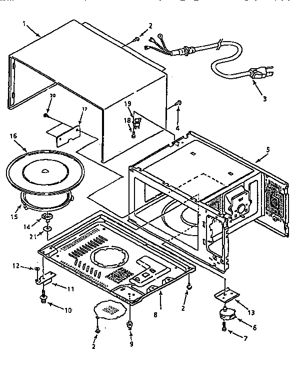 Cabinet Parts Diagram and Parts List for 56466290690  Kenmore Microwave