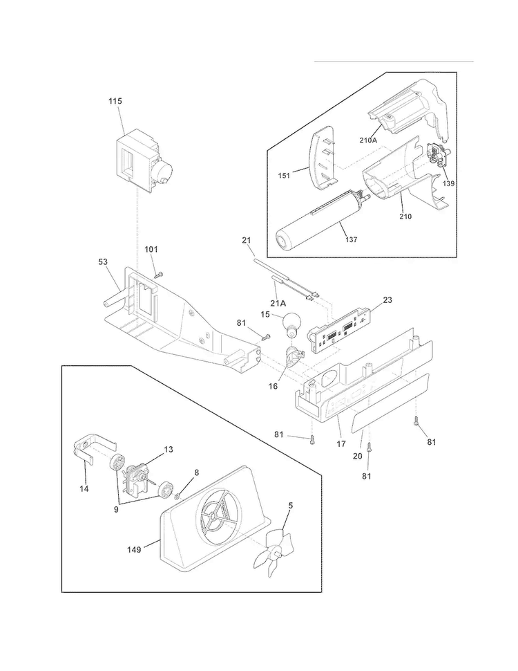 Controls Diagram and Parts List for FFHS2322MS3  Frigidaire Refrigerator
