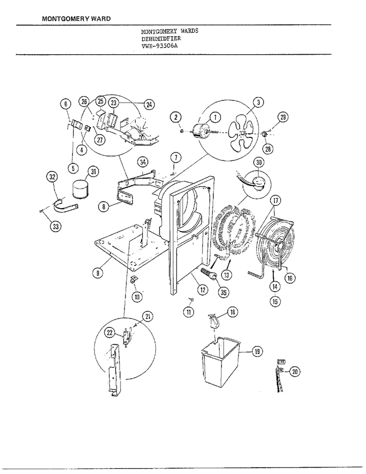 Dehumidifier Page 2 Diagram and Parts List for 93506A  Frigidaire Dehumidifier