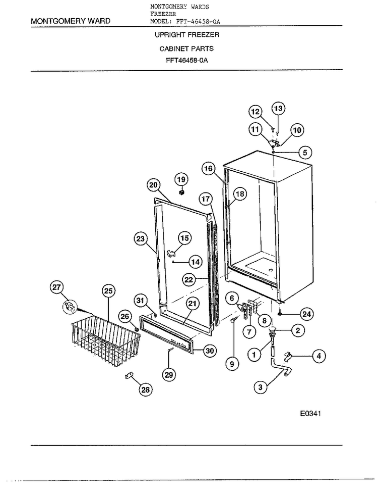 Upright Freezer/cabinet Parts Diagram and Parts List for 46458-OA  Frigidaire Freezer