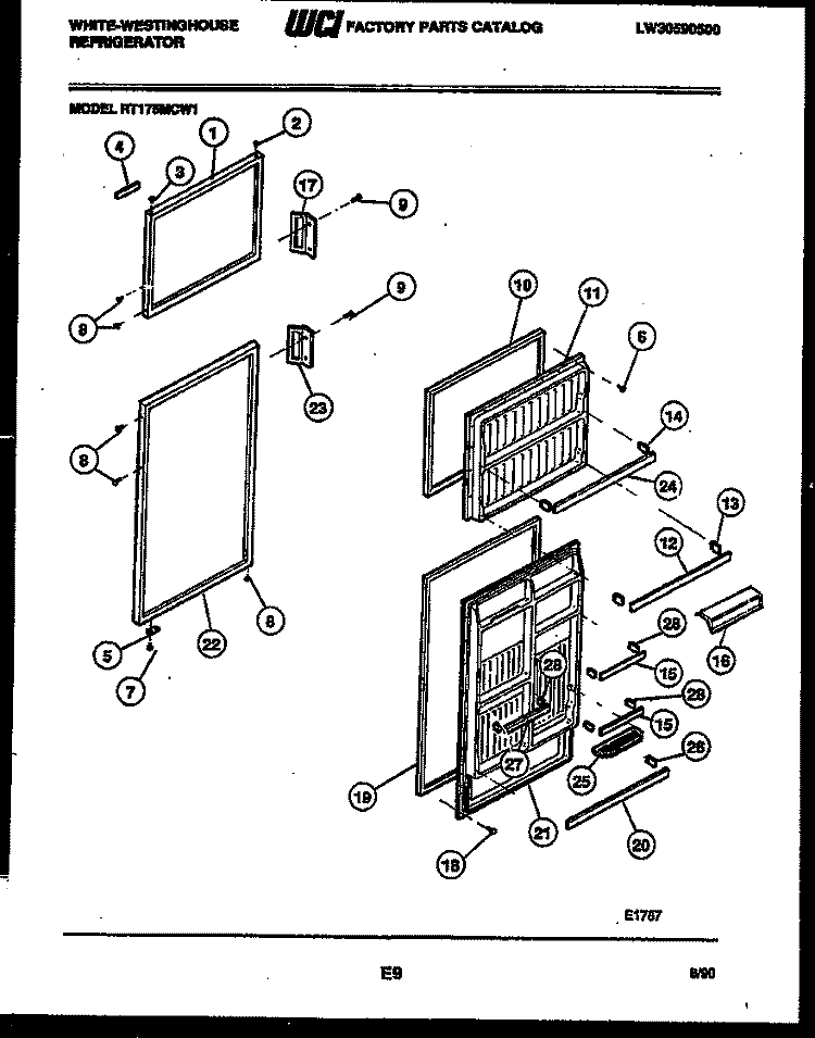 DOOR PARTS Diagram and Parts List for RT175MCD1  Frigidaire Refrigerator