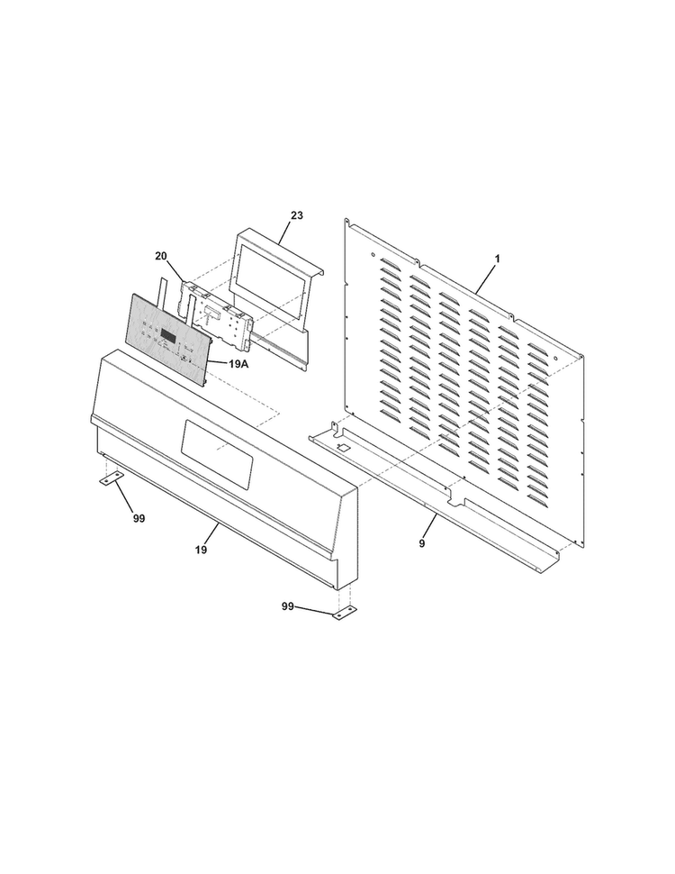 Backguard Diagram and Parts List for FPGF3685LSB  Frigidaire Range