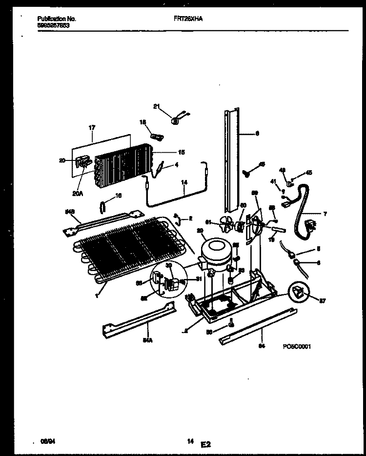 SYSTEM AND AUTOMATIC DEFROST PARTS Diagram and Parts List for FRT26XHAK1  Frigidaire Refrigerator