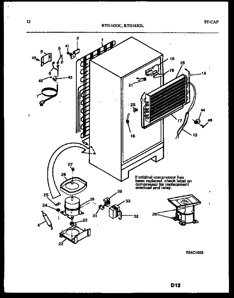 SYSTEM AND AUTOMATIC DEFROST PARTS Diagram and Parts List for RTG163GLH3B  Frigidaire Refrigerator