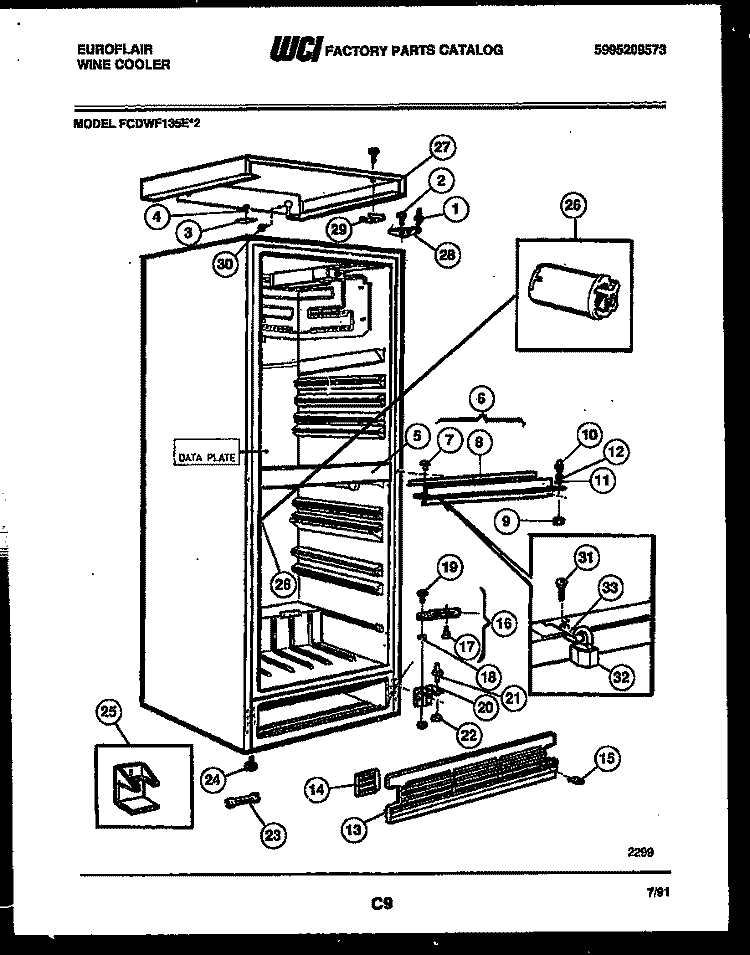CABINET PARTS Diagram and Parts List for FCDWF135E2  Frigidaire Refrigerator