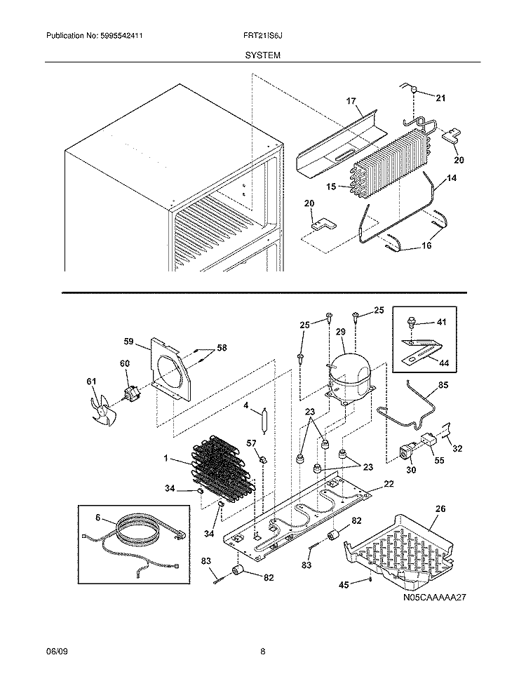 SYSTEM Diagram and Parts List for FRT21IS6JS2  Frigidaire Refrigerator