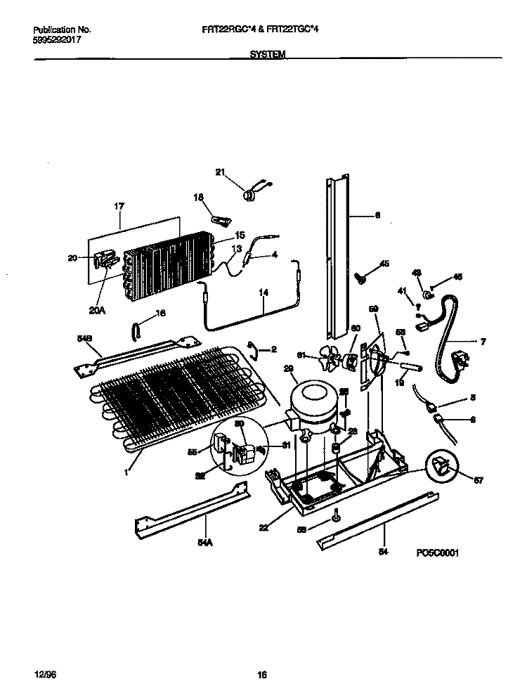 SYSTEM Diagram and Parts List for FRT22RGCW4  Frigidaire Refrigerator