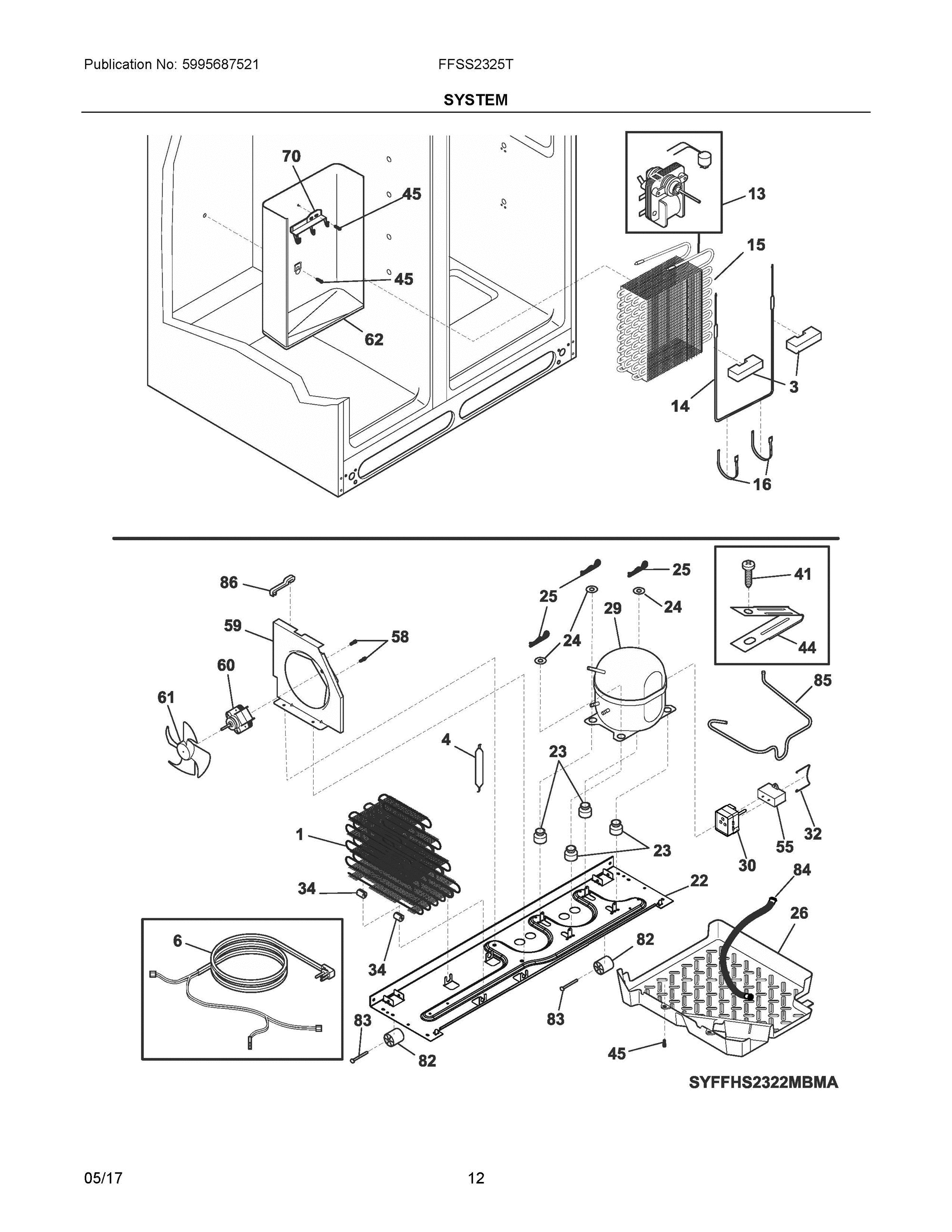 07 - SYSTEM Diagram and Parts List for FFSS2325TP0  Frigidaire Refrigerator