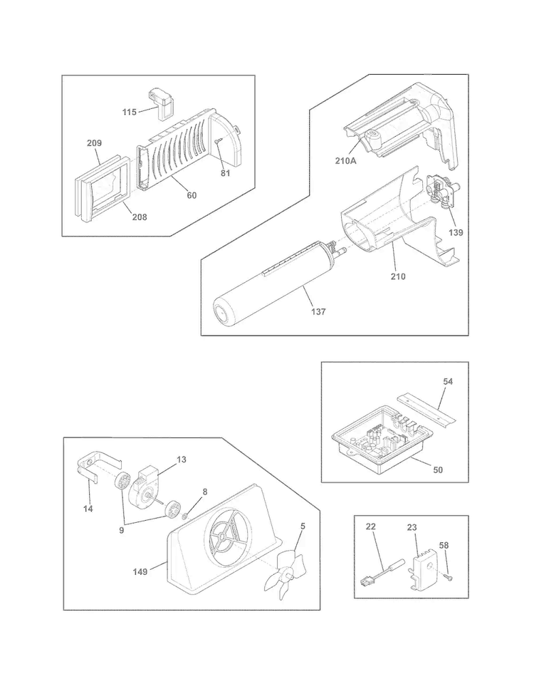 Controls Diagram and Parts List for FGHC2331PF0  Frigidaire Refrigerator