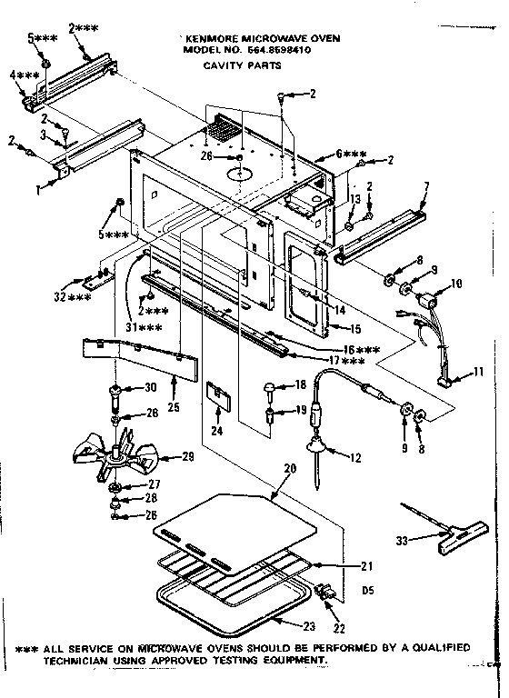 Cavity Parts Diagram and Parts List for 5648598410  Kenmore Microwave