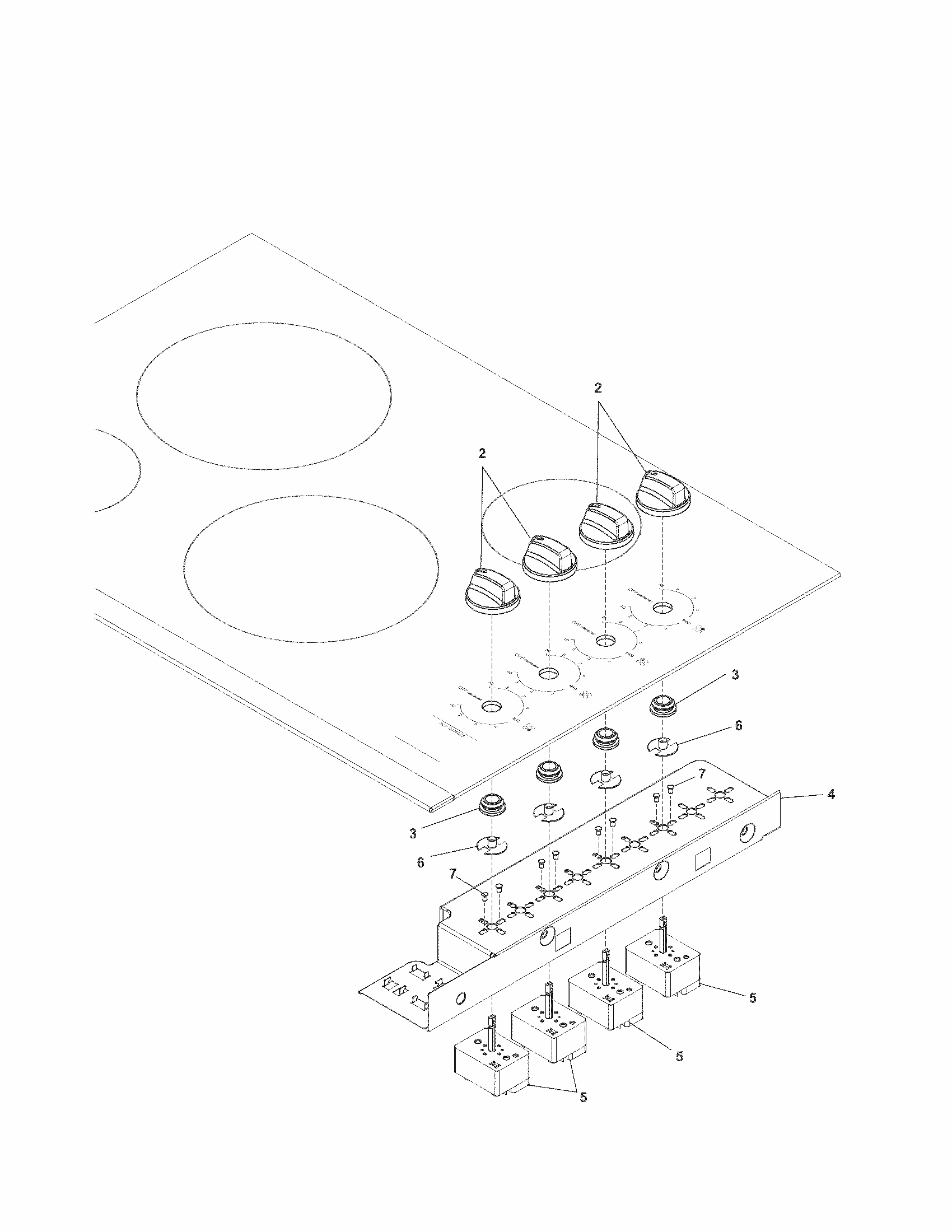 Control Panel Diagram and Parts List for 79045109410  Kenmore Cooktop