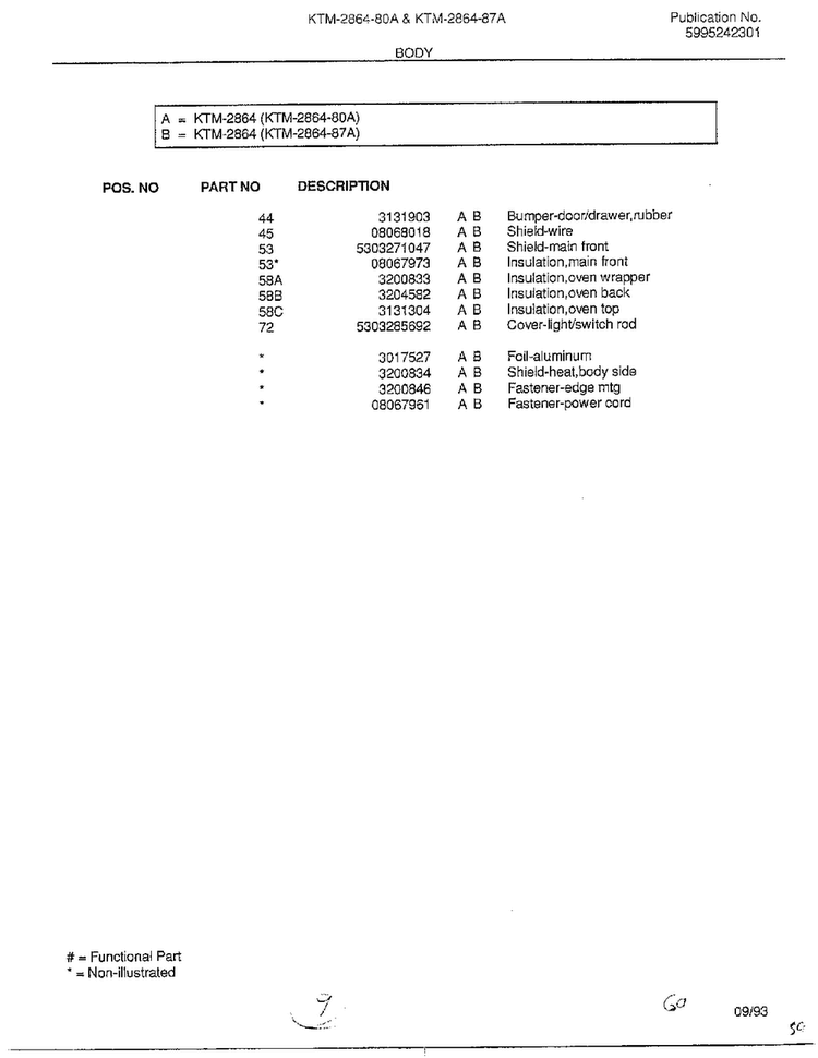 Body Page 4 Diagram and Parts List for 2864  Frigidaire Range