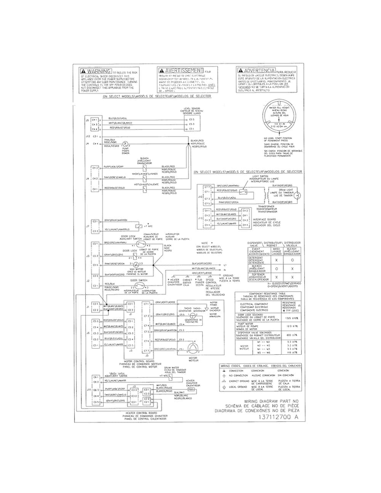 Wiring Diagram Diagram and Parts List for 970L48022A0  Frigidaire Washer