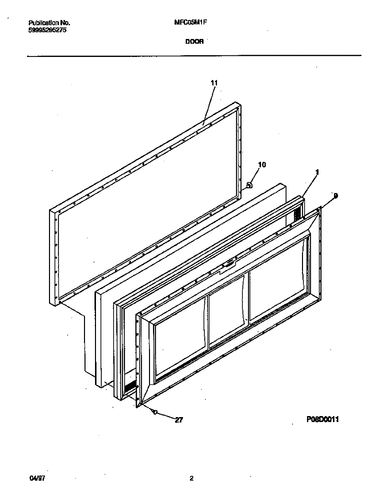 DOOR Diagram and Parts List for MFC05M1FW0  Frigidaire Freezer