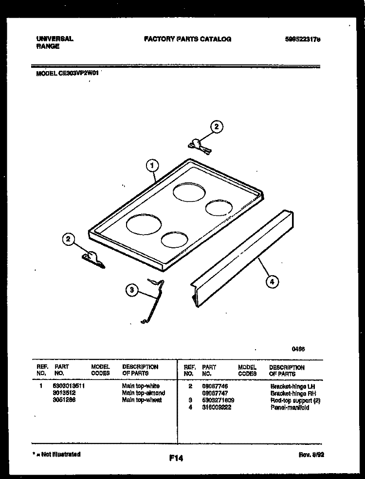 COOKTOP PARTS Diagram and Parts List for CE303VP2W01-23  Tappan Range