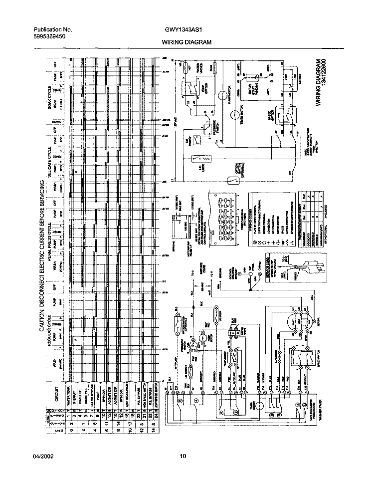 134122800 WIRING DIAGRAM Diagram and Parts List for GWY1343AS1  Gibson Washer