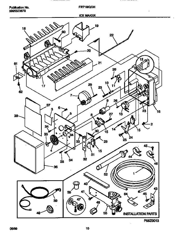 ICE MAKER Diagram and Parts List for FRT18IQGHD0  Frigidaire Refrigerator
