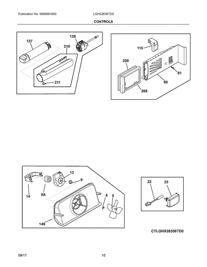 06 - Controls Diagram and Parts List for LGHX2636TD0  Frigidaire Refrigerator