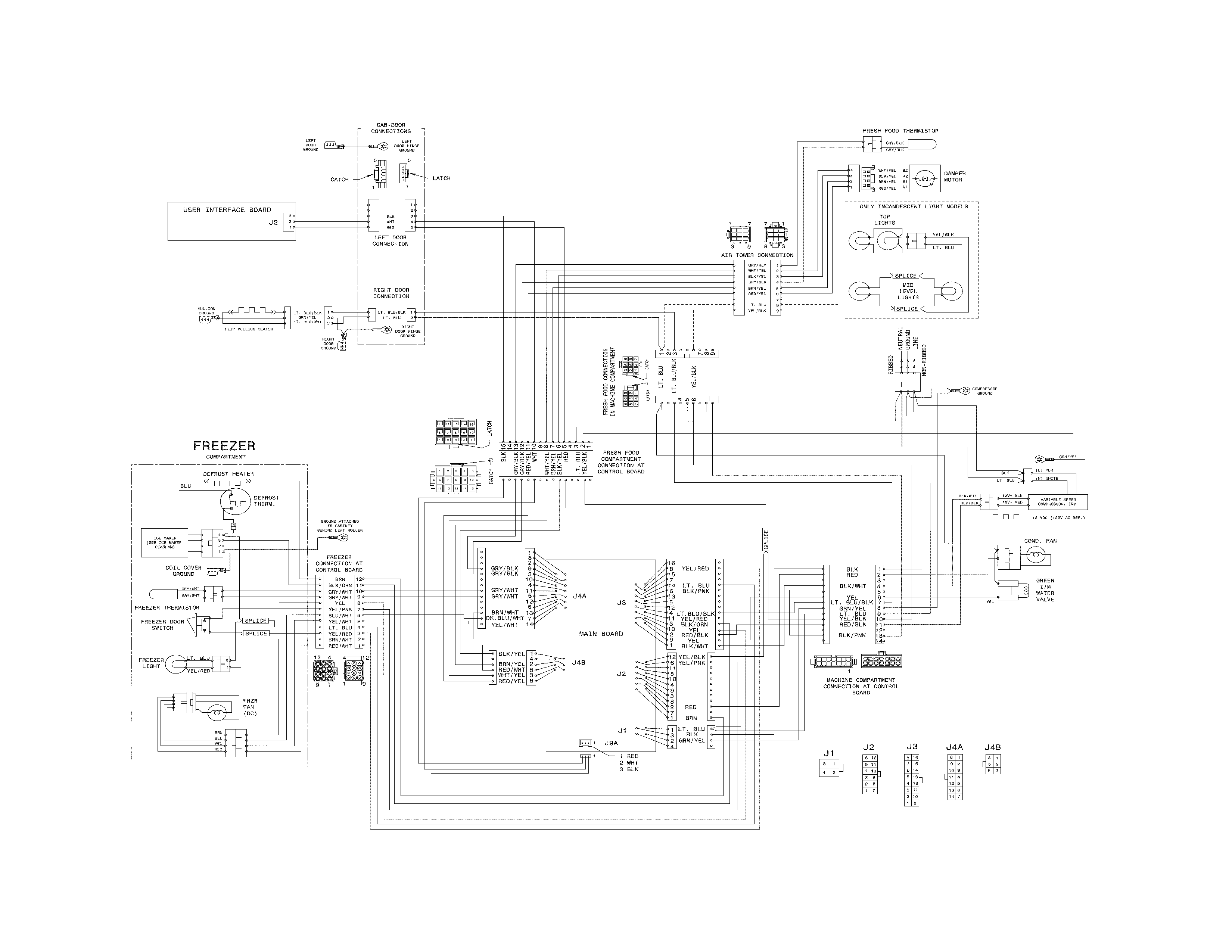Wiring Schematic Diagram and Parts List for FGUN2642LE6  Frigidaire Refrigerator