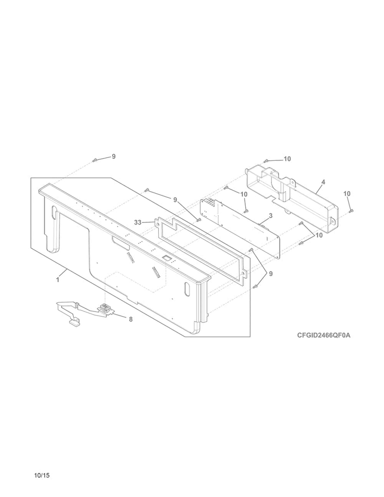 Control Panel Diagram and Parts List for FGID2466QF1A  Frigidaire Dishwasher