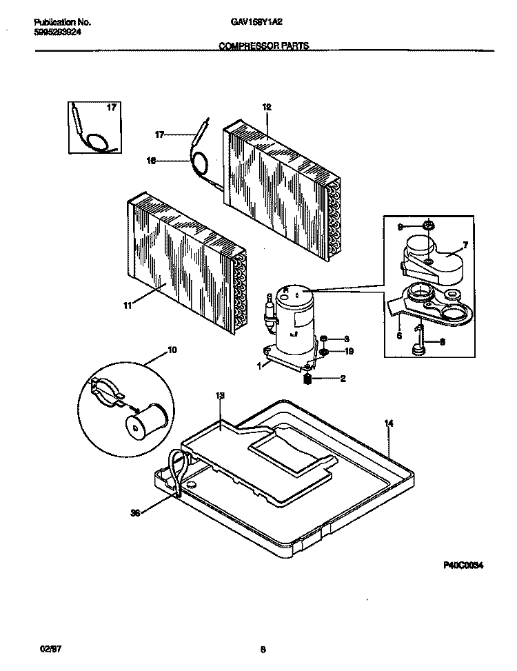 COMPRESSOR PARTS Diagram and Parts List for GAV158Y1A2  Gibson Air Conditioner