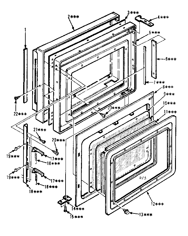 Door Parts Diagram and Parts List for 5648888511  Kenmore Microwave
