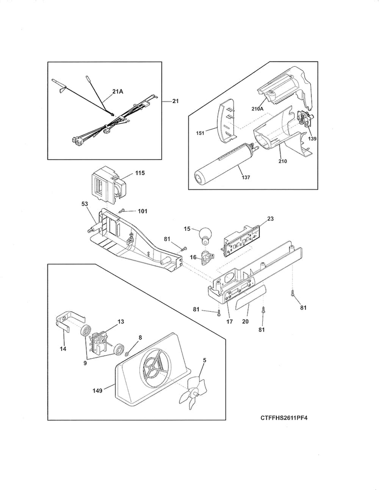 Controls Diagram and Parts List for FFHS2622MSU  Frigidaire Refrigerator