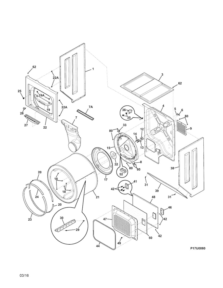 Upper Cabinet/drum Heater Diagram and Parts List for 41771722510  Kenmore Washer Dryer Combo