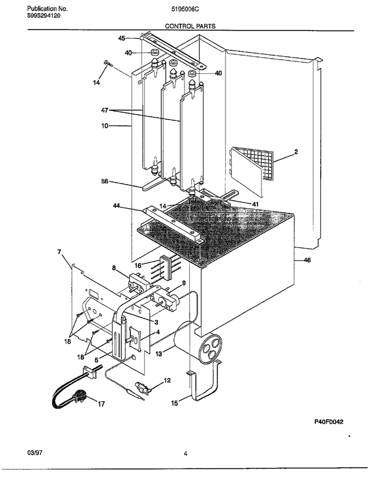 Control Parts Diagram and Parts List for 5195006  Frigidaire Air Conditioner