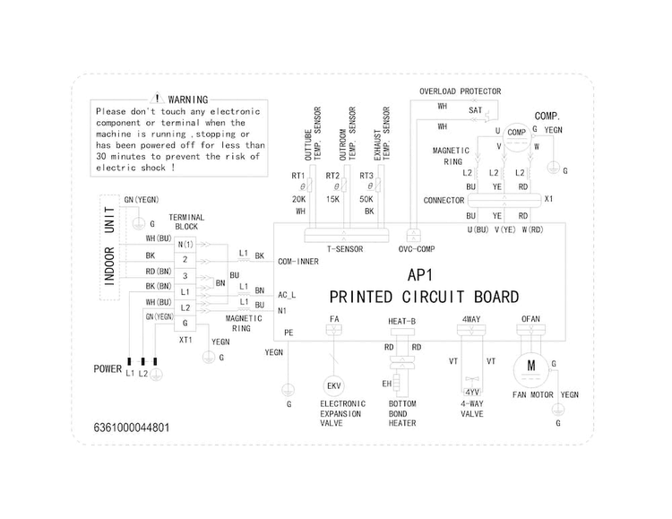 Wiring Diagram Diagram and Parts List for FFHP183CS20  Frigidaire Air Conditioner