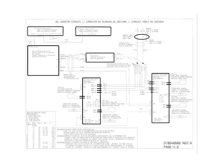 Wiring Diagram Diagram and Parts List for EW30IC60LS1  Electrolux Cooktop