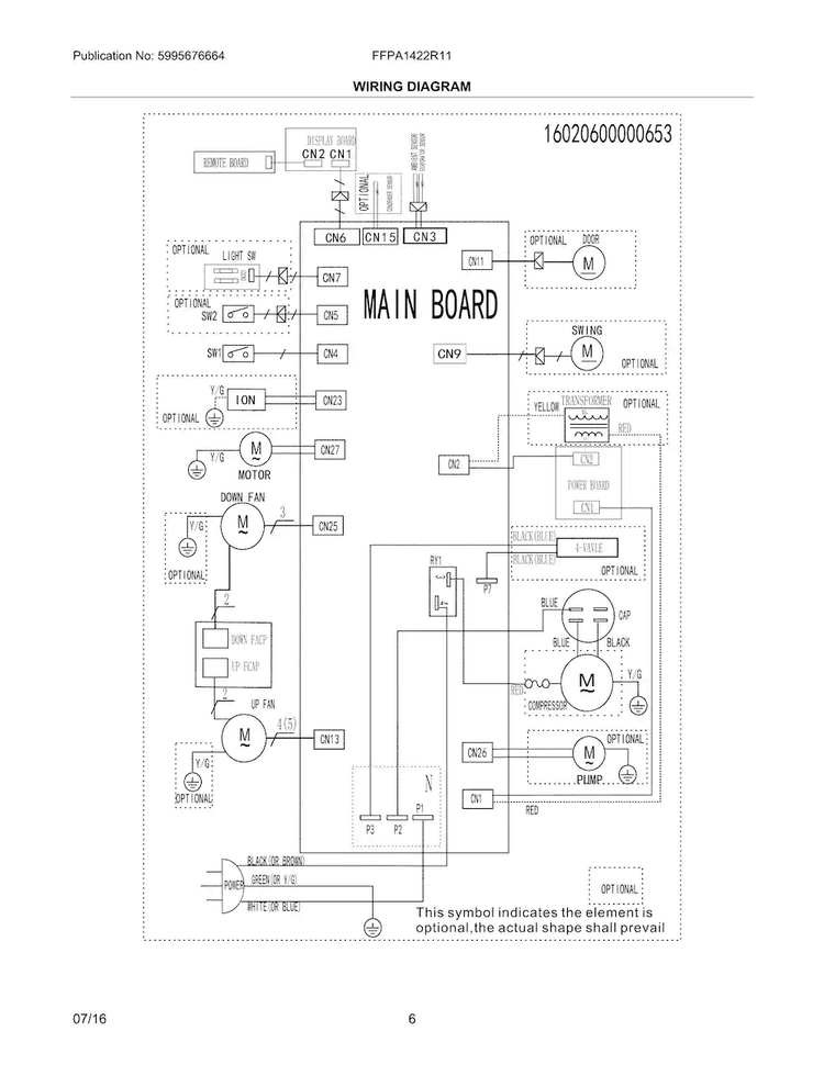 Wiring Diagram Diagram and Parts List for FFPA1422R11  Frigidaire Air Conditioner