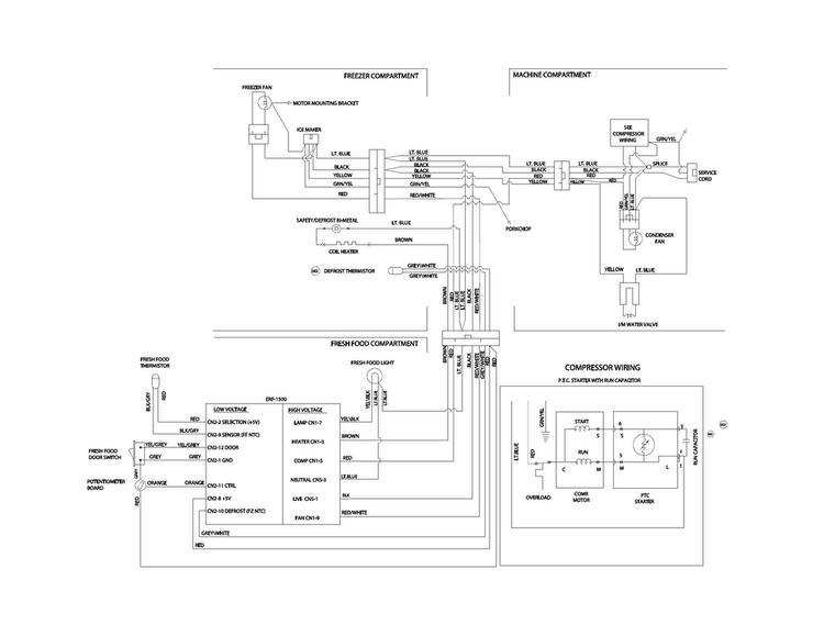 Wiring Schematic Diagram and Parts List for FFHT1800PS1  Frigidaire Refrigerator