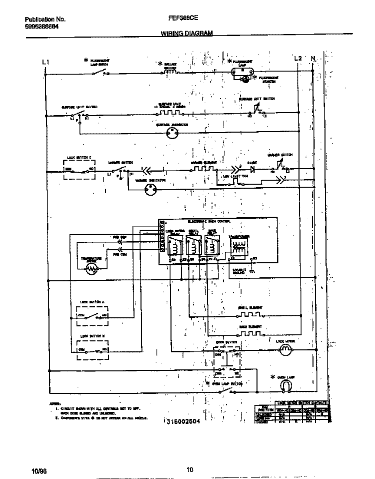 WIRING DIAGRAM Diagram and Parts List for FEF366CESB  Frigidaire Range