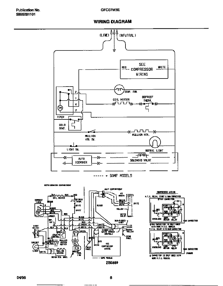 WIRING DIAGRAM Diagram and Parts List for GFC07M3EW0  Gibson Freezer