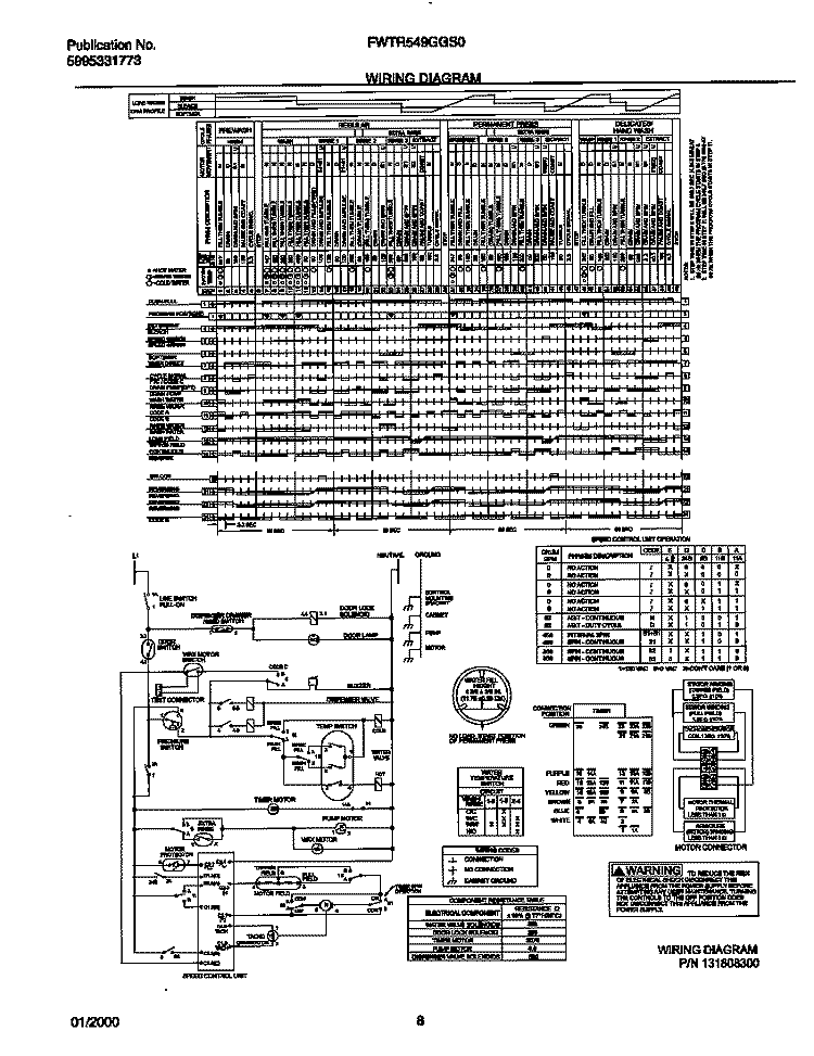 WIRING DIAGRAM Diagram and Parts List for FWTR549GG  Frigidaire Washer