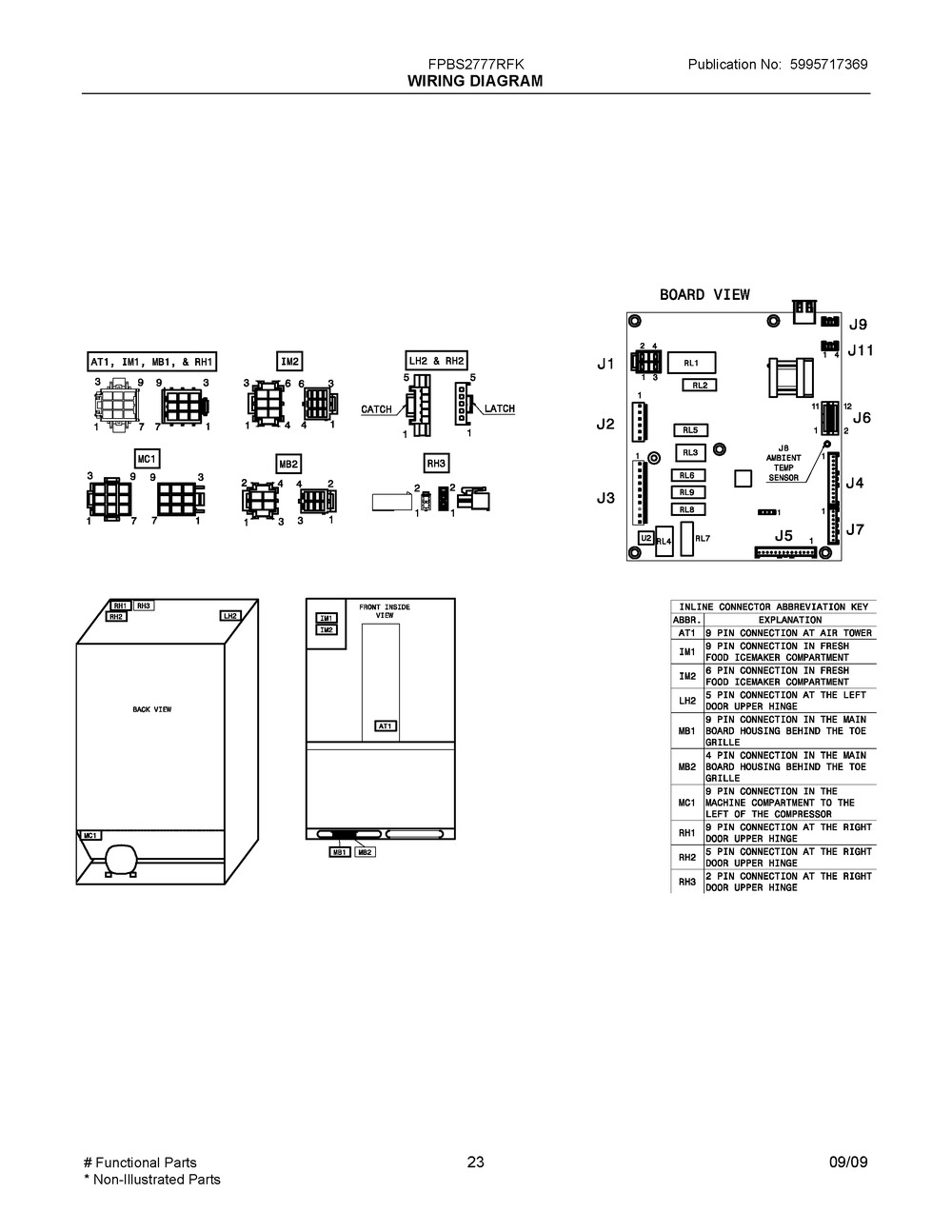 Wiring Diagram Diagram and Parts List for FPBS2777RFK  Frigidaire Refrigerator