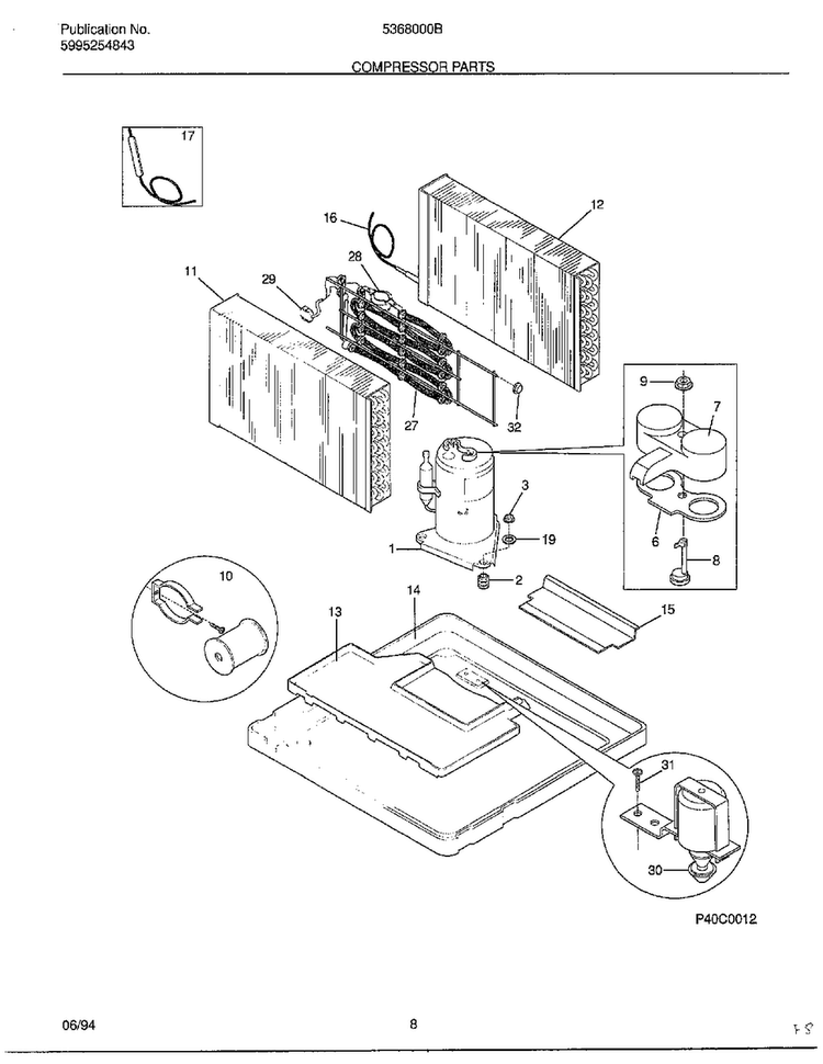 Compressor Parts Diagram and Parts List for 5368000B  Frigidaire Air Conditioner