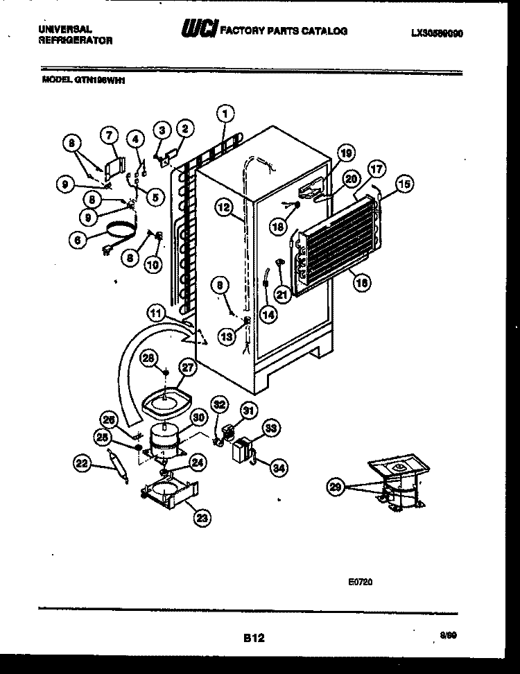 SYSTEM AND AUTOMATIC DEFROST PARTS Diagram and Parts List for GTN198CH1  Frigidaire Refrigerator