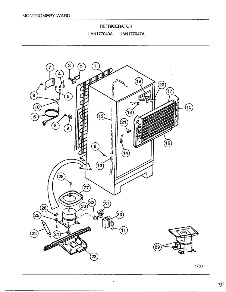 Refrigerator Page 7 Diagram and Parts List for 177040A  Frigidaire Refrigerator