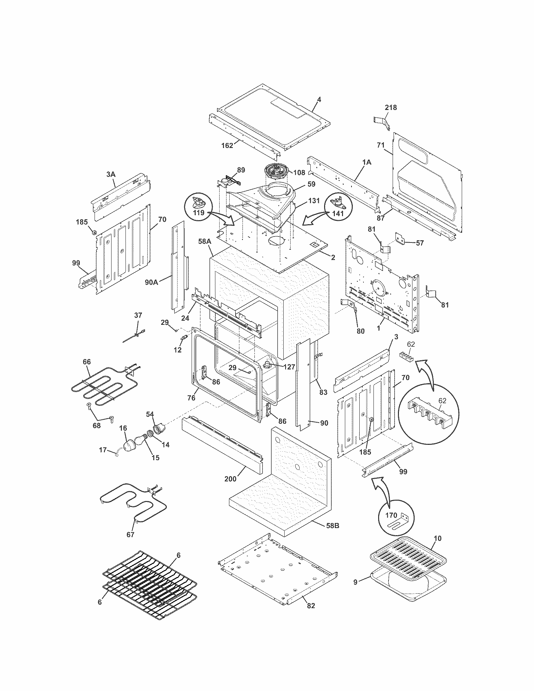 Body Diagram and Parts List for 79045582905  Kenmore Range