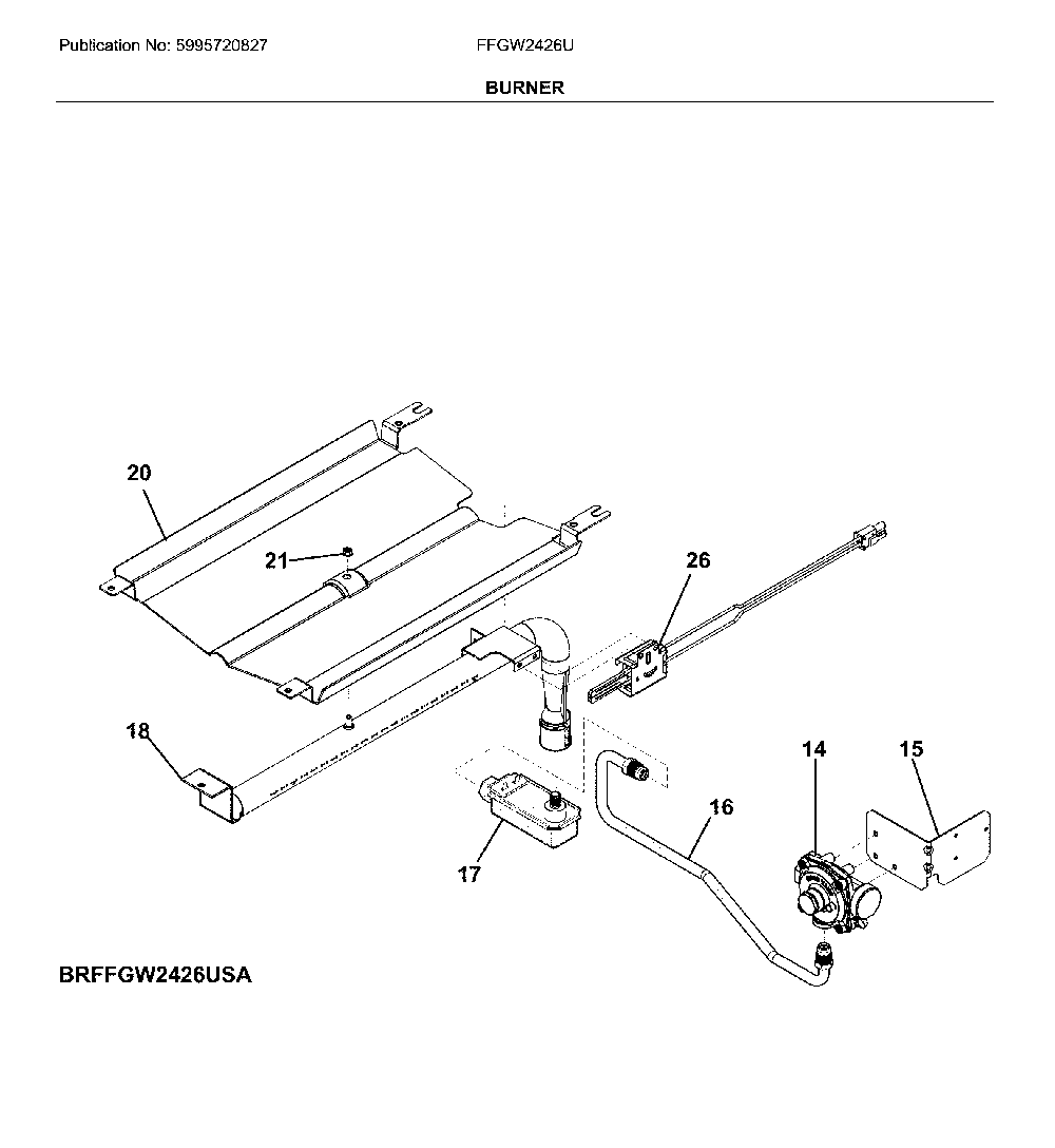 Burner Diagram and Parts List for FFGW2426UBB  Frigidaire Wall Oven