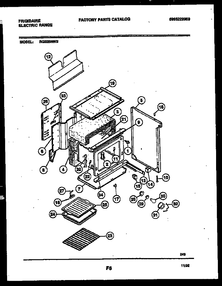 BODY PARTS Diagram and Parts List for RG32BNW2  Frigidaire Range